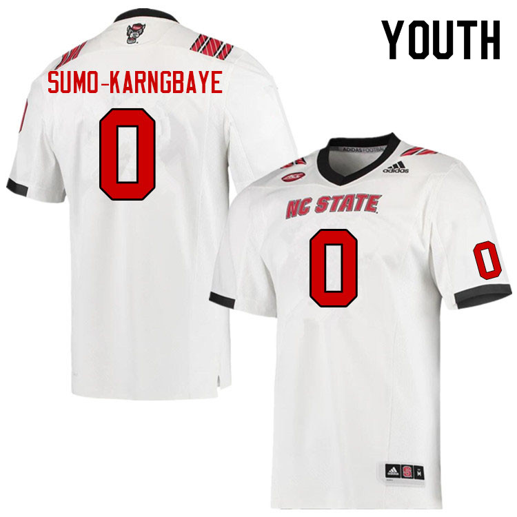 Youth #0 Demie Sumo-Karngbaye NC State Wolfpack College Football Jerseys Sale-White - Click Image to Close
